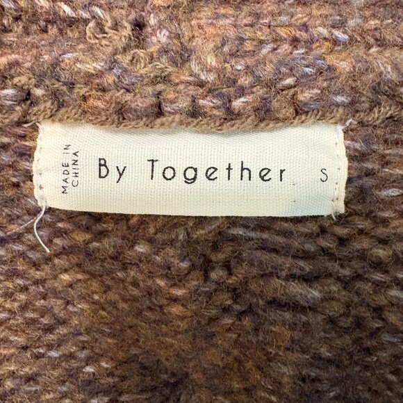 Long Brown Chunky Cable Knit Sweater Coat Open Front - Picture 7 of 8